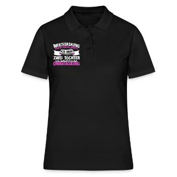Multitasking kann jeder - Mutter und Töchter - Frauen Polo Shirt - Schwarz - Vorne - Ailine (174cm)