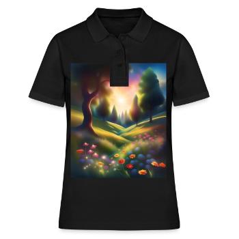 Wunderbares Waldgrafikdesign - Frauen Polo Shirt - Schwarz - Vorne - Ailine (174cm)