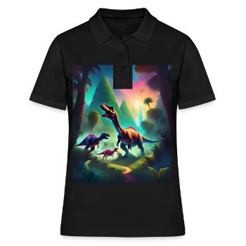 Conception de t-shirt dinosaures graphiques colorés - Polo Femme - noir - Devant - Ailine (174cm)