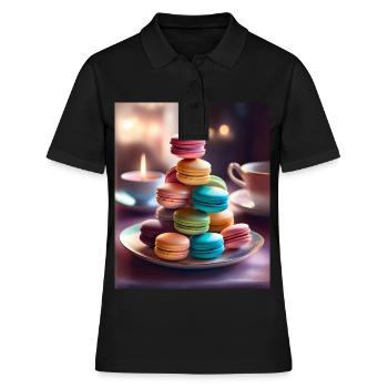 Des macarons savoureux et colorés - Polo Femme - noir - Devant - Ailine (174cm)