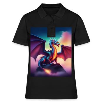 Dragon sur une falaise - Polo Femme - noir - Devant - Ailine (174cm)