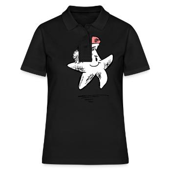 Stern der frohen Weihnachten - Karikaturillustration - Frauen Polo Shirt - Schwarz - Vorne - Ailine (174cm)