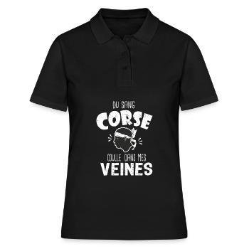 Corse origine corse naissance bébé Corse - Polo Femme - noir - Devant - Ailine (174cm)