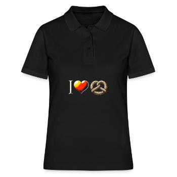 Brezel - Frauen Polo Shirt - Schwarz - Vorne - Ailine (174cm)