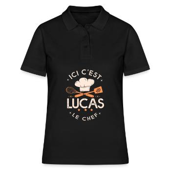 Lucas Chef Ici c est lucas le chef cuisinier - Polo Femme - noir - Devant - Ailine (174cm)