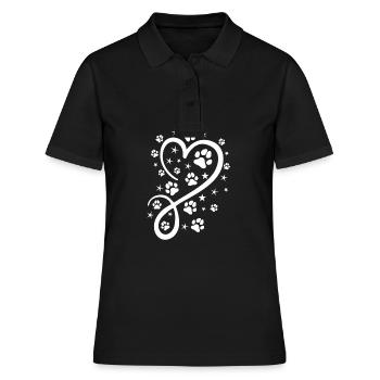 Herz mit Pfötchen und Sternen - Frauen Polo Shirt - Schwarz - Vorne - Ailine (174cm)