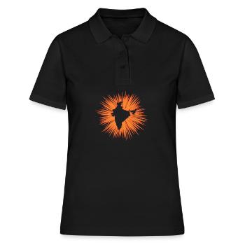 Indien - Frauen Polo Shirt - Schwarz - Vorne - Ailine (174cm)