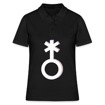 Nonbinär Symbol Non-Binär Nichtbinär Künstlerisch - Frauen Polo Shirt - Schwarz - Vorne - Ailine (174cm)