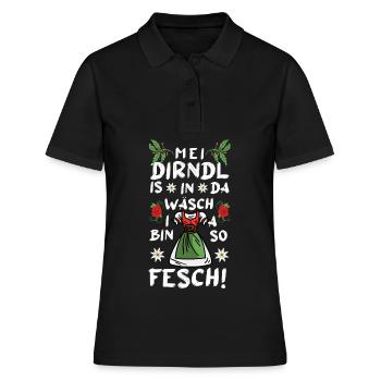 Mei Dirndl is in da Wäsch i bin a so Fesch - Frauen Polo Shirt - Schwarz - Vorne - Ailine (174cm)