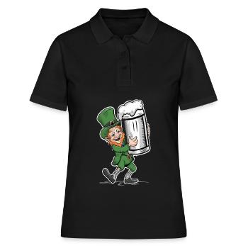 Lutin amateur de bière (lutin irlandais) - Polo Femme - noir - Devant - Ailine (174cm)