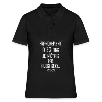 50 ans cadeau d anniversaire décennie - Polo Femme - noir - Devant - Ailine (174cm)