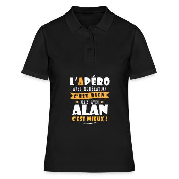 Alan Apero T shirt Humour personnalisé alan - Polo Femme - noir - Devant - Ailine (174cm)