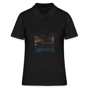 Retro Regenbogen Distressed Pinselstriche - Frauen Polo Shirt - Schwarz - Vorne - Ailine (174cm)