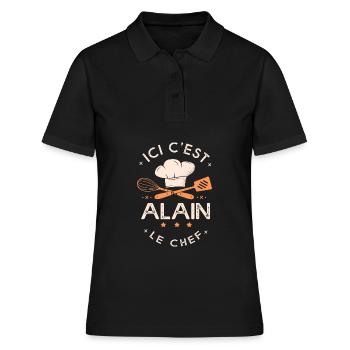Alain Chef Ici c est alain le chef cuisinier - Polo Femme - noir - Devant - Ailine (174cm)