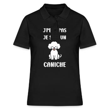 Humour chien petit caniche - Polo Femme - noir - Devant - Ailine (174cm)