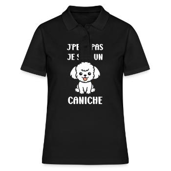 Humour chien petit caniche - Polo Femme - noir - Devant - Ailine (174cm)