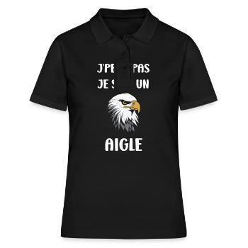 Citation humour Oiseau aigle - Polo Femme - noir - Devant - Ailine (174cm)