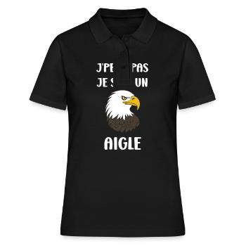 Citation humour Oiseau aigle - Polo Femme - noir - Devant - Ailine (174cm)