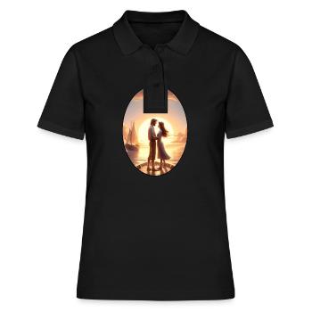 Romance at sunset Large - Women's Polo Shirt - black - Front - Ailine (174cm)