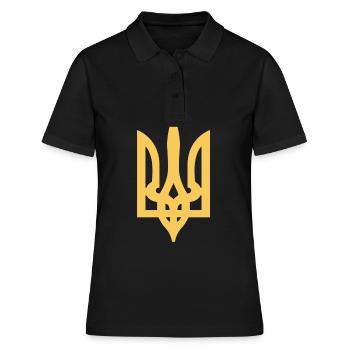 Ukrainische Flagge mit Wappen Gold Ukraine - Frauen Polo Shirt - Schwarz - Vorne - Ailine (174cm)