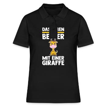 Giraffe Giraffen - Frauen Polo Shirt - Schwarz - Vorne - Ailine (174cm)