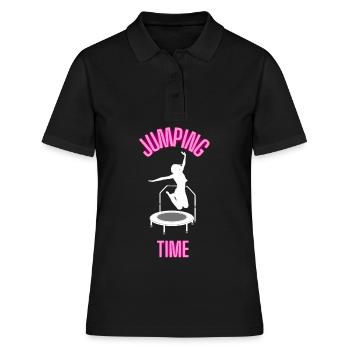 Jumping Time Fitnesstrampolin Trampolinspringen - Frauen Polo Shirt - Schwarz - Vorne - Ailine (174cm)