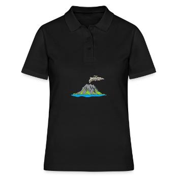 Vulkanausbruch Supervulkan Eruption Lava - Frauen Polo Shirt - Schwarz - Vorne - Ailine (174cm)