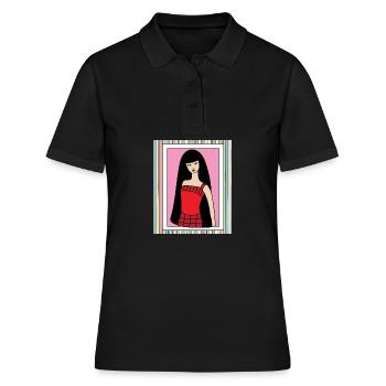 Poupée rétro coloré - Polo Femme - noir - Devant - Ailine (174cm)