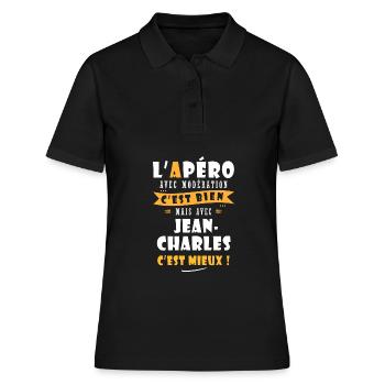 Jean-Charles Cadeau Humour jean charles - Polo Femme - noir - Devant - Ailine (174cm)