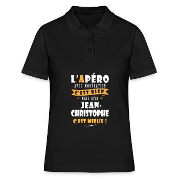 Jean- Christophe Cadeau Humour jean christophe - Polo Femme - noir - Devant - Ailine (174cm)