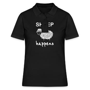 Schaf lustige Bilder Spruch shit happens - Frauen Polo Shirt - Schwarz - Vorne - Ailine (174cm)
