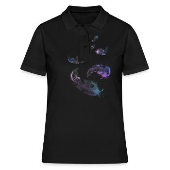 rainbow feathers lilac blue mint green - Women's Polo Shirt - black - Front - Ailine (174cm)