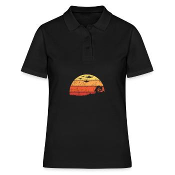 UFO Flying Saucers Sunrise Silhouette - Women's Polo Shirt - black - Front - Ailine (174cm)