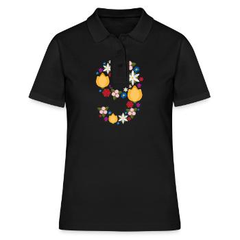 Flowers 9 - Frauen Polo Shirt - Schwarz - Vorne - Ailine (174cm)