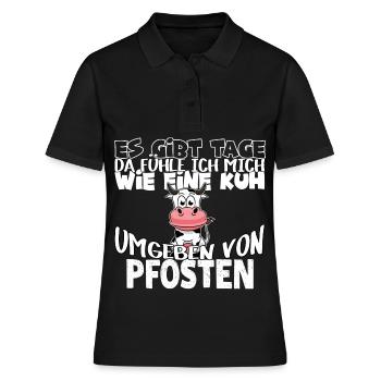 Kuh Kühe - Frauen Polo Shirt - Schwarz - Vorne - Ailine (174cm)