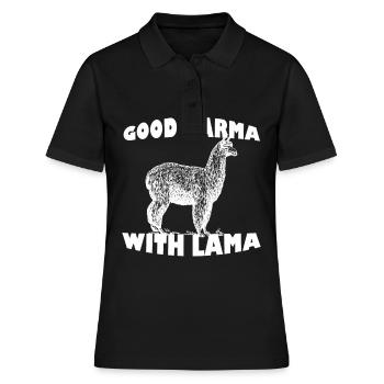 Lama - Frauen Polo Shirt - Schwarz - Vorne - Ailine (174cm)
