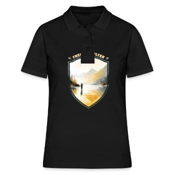 Fly Fishing Casting Art - A Canvas In Nature - Frauen Polo Shirt - Schwarz - Vorne - Ailine (174cm)