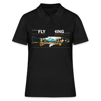 Fly Fishing in Montana Retro Scenic Landscape - Women's Polo Shirt - black - Front - Ailine (174cm)