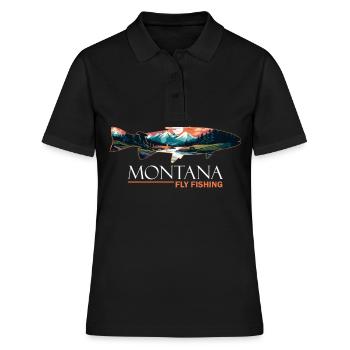 Fly Fishing in Montana: Retro Scenic Angler & - Women's Polo Shirt - black - Front - Ailine (174cm)