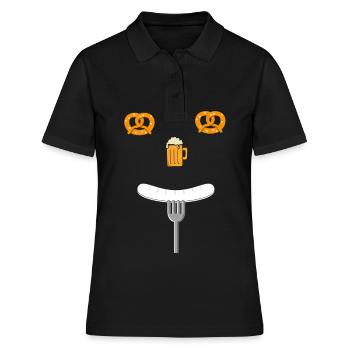 Weißwurst Brezel Bier Bayern Geschenk - Frauen Polo Shirt - Schwarz - Vorne - Ailine (174cm)
