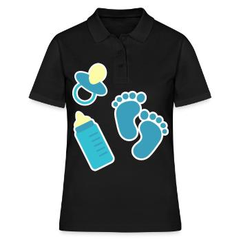 Baby icons pacifier feet vial blue cartoon - Women's Polo Shirt - black - Front - Ailine (174cm)