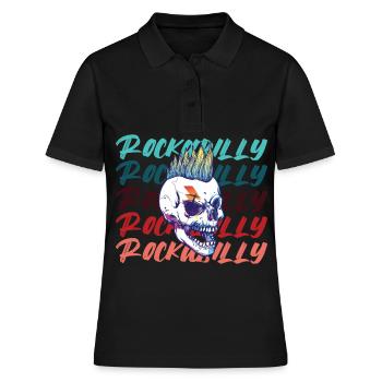 Rockabilly Rocknroll Musik Rock Hardrock - Frauen Polo Shirt - Schwarz - Vorne - Ailine (174cm)