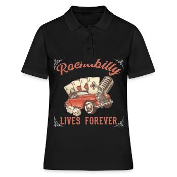 Rockabilly Rocknroll Musik Rock Hardrock - Frauen Polo Shirt - Schwarz - Vorne - Ailine (174cm)