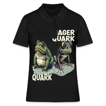 Frosch Kaulquappe Quark Diät Magerquark Wortspiel - Frauen Polo Shirt - Schwarz - Vorne - Ailine (174cm)