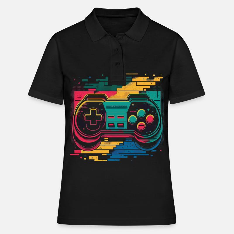 Console rétro - Polo Femme - noir