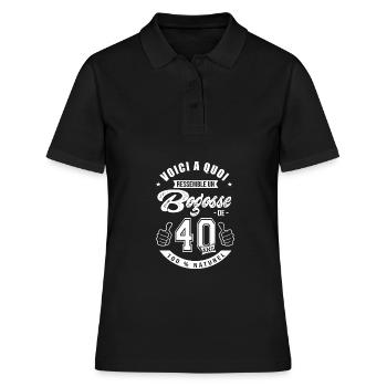 Bogosse de 40 ans anniversaire 40 ans - Polo Femme - noir - Devant - Ailine (174cm)