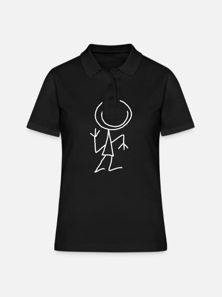 Schlanker Mann Strichmännchen - Frauen Polo Shirt - Schwarz