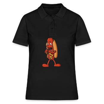 Un hot-dog mange un petit hot-dog - Polo Femme - noir - Devant - Ailine (174cm)