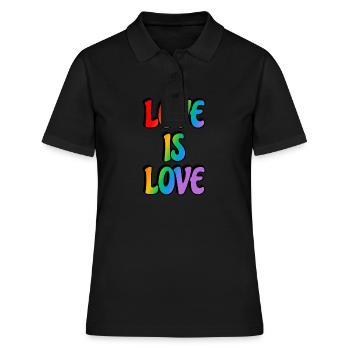 Liebe ist Liebe Regenbogenflagge LGBT Pride Monat - Frauen Polo Shirt - Schwarz - Vorne - Ailine (174cm)