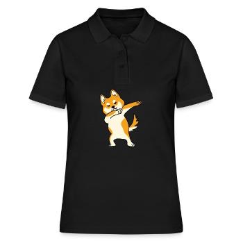 Shiba Inu Dog Dabbing Dance Gift - Women's Polo Shirt - black - Front - Ailine (174cm)